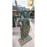 CAST IRON COMPANION SET IN THE FORM OF A KNIGHT TEMPLAR, 72 CM TALL,