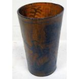 19TH CENTURY HORN BEAKER ENGRAVED WITH RURAL SCENE - 9CM TALL Condition Report: Some
