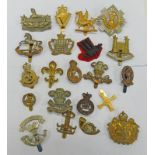 20 CAP BADGES TO INCLUDE WEST SOMERSET YEOMANRY, BLUES AND ROYALS, ROYAL REGIMENT,