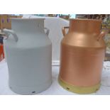 TWO PAINTED MILK CHURNS,