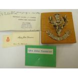 QUEENS OWN HIGHLANDERS (SEAFORTH AND CAMERONS) OFFICERS 3 PART WHITE METAL GLENGARRY BADGE MOUNTED