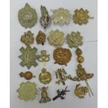 20 CAP BADGES TO INCLUDE DUMBARTONSHIRE VOLUNTEERS, CONNAUGHT RANGERS,