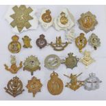 20 CAP BADGES TO INCLUDE HIGHLAND LIGHT INFANTRY, THE LIFE GUARDS, ROYAL SCOTS, HERTFORDSHIRE,