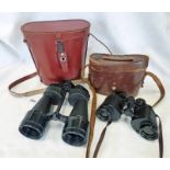 BARR AND STROUD CF24 8 X 30 BINOCULARS IN LEATHER CASE AND A PAIR OF ROSS LONDON 11 X 50 STEPLEVEN