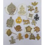 20 CAP BADGES TO INCLUDE ARGYLL AND SUTHERLAND 1ST VOLUNTEER BATTALION, KINGS OWN SCOTTISH BORDERS,