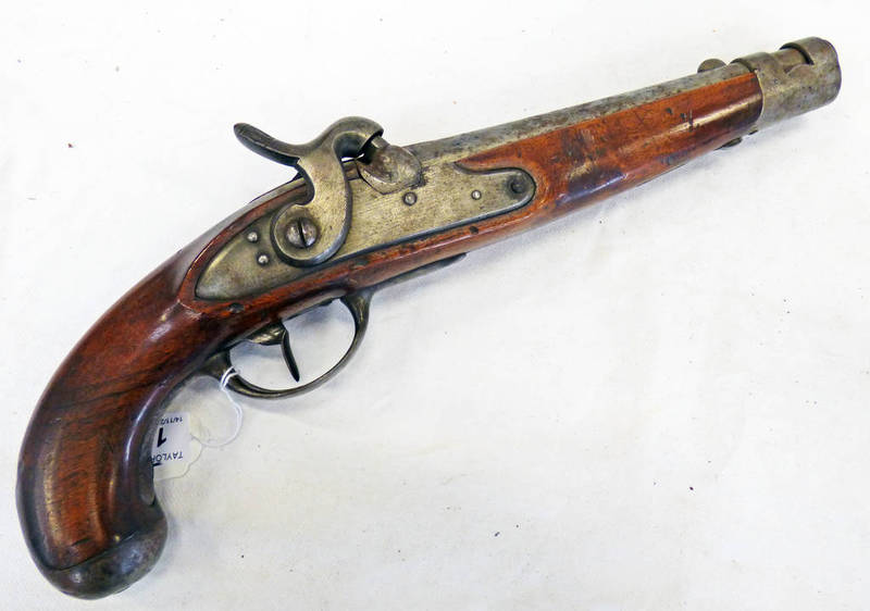 MID 19TH CENTURY CONTINENTAL 14-BORE PERCUSSION MILITARY PISTOL WITH 22.