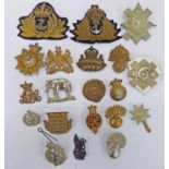 20 CAP BADGES AND OTHERS, ETC TO INCLUDE ARMY ORDNANCE CORPS, THE QUEEN OWN HUSSARS, SCOTTISH HORSE,