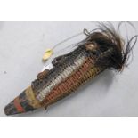 EX COLLECTION RICHARD BARRON, KARNINDABIT PENIS SHEATH, 27 CM LONG, FEATHERS,