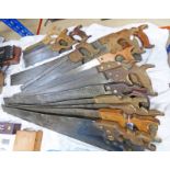 A GOOD SELECTION OF SAWS TO INCLUDE ROBERT SORBY, BISHOP & CO,