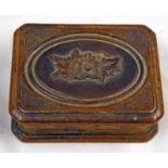LATE 19TH CENTURY CARVED TREEN STAMP BOX - 7CM WIDE