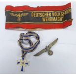 GERMAN STYLE WW2 STYLE MOTHERS CROSS ARM BAND MARKED 'DEUTSCHER VOLKSSTURM WEHRMACHT AND ONE OTHER