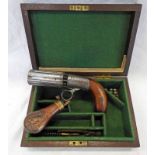 COPPERS PATENT 6 SHOT PEPPER BOX REVOLVER WITH 8CM LONG BARRELS, UNDER HAMMER ACTION,
