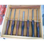 WOOD TURNING CHISEL SET IN A WOODEN CASE