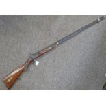 AN INTERESTING PERCUSSION LONG GUN WITH 102CM LONG BARREL STAMPED 'JPR/EXP/1936 18.248.5.