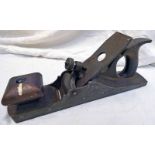 13 1/2" WOOD WORKING PLANE WITH STEEL BODY AND WOOD HANDLES