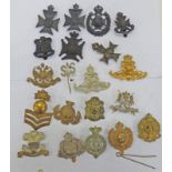 20 CAP BADGES TO INCLUDE SAS, KINGS DRAGOON GUARDS, PERTH HIGHLAND RIFLE VOLUNTEERS,