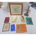 SELECTION OF FRAMED MAPS, OS MAPS ETC TO INCLUDE BLACKS ROAD & RAILWAY TRAVELLING MAP OF SCOTLAND,