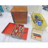 5 DRAWER CABINET, SOCIETY SEALING SET NO 2, FOUNTAIN PEN ON ONYX BASE,
