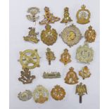 20 CAP BADGES TO INCLUDE KINGS OWN MALTA REGIMENT, EAST SURREY, HIGHLAND REGIMENT, LABOUR CORPS,