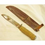 WILLIAM RODGERS OF SHEFFIELD BOWIE KNIFE WITH 17CM LONG BLADE MARKED 'WILLIAM RODGERS I CUT MY WAY'