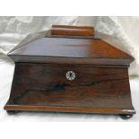 19TH CENTURY ROSEWOOD TEA CADDY WITH SECTIONAL INTERIOR