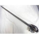 MID 18TH CENTURY SCOTTISH BASKET HILTED BACK SWORD.