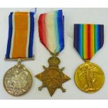 WW1 TRIO OF MEDALS, 1914-15 STAR, BRITISH WAR AND VICTORY MEDALS TO PTE.