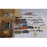 A GOOD AND VAST SELECTION OF VINTAGE GLASSES AND CASES IN ONE BOX