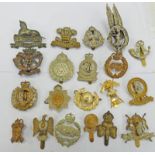 20 CAP BADGES TO INCLUDE CORNWALL SECOND VOLUNTEER BATTALION, TANK CORPS, 16 QUEENS LANCERS,