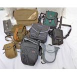 SELECTION OF CAMERA BAGS WITH LABELS TO INCLUDE LOWEPRO,