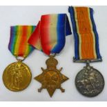 WW1 TRIO, VICTORY, 1914-15 STAR AND BRITISH WAR MEDAL TO 64767 GNR.D.W.