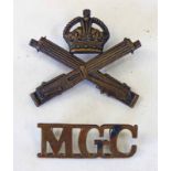 MACHINE GUN CORPS CAP BADGE AND SHOULDER TITLE