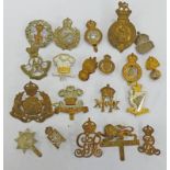 20 CAP BADGES TO INCLUDE 3RD DRAGOON GUARDS, ARP, DERBYSHIRE YEOMANRY, QUEENS OWN LIGHT INFANTRY,