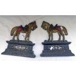 PAIR CAST IRON PAINTED HORSE,