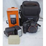 SONY A200 MODEL DSLR - A200 CAMERA BODY WITH A SONY HVL - F36AM FLASH BOXED -2-