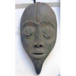 AFRICAN MASK WITH CARVED DETAILS, SCARIFICATION'S TO CHEEKS,