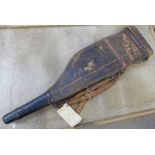 LEG O MUTTON GUN CASE WITH LABEL "PROPERTY OF CAPT SNOWBALL"