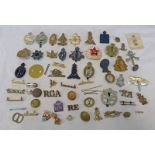 SELECTION OF CAP BADGES BUTTONS ETC TO INCLUDE ROYAL HUSSARS, NELSON, ROYAL SCOTS, ROYAL ENGINEERS,