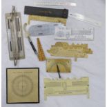 SELECTION OF VARIOUS OPTICAL RULES ETC TO INCLUDE THE BENDER, THE "UNIVIS" PROTRACTOR,