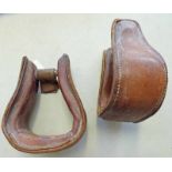 PAIR OF LEATHER WESTERN STIRRUPS