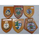 SIX WOODEN WALL PLAQUES TO INCLUDE NOTTINGHAM, R.N.A.S.
