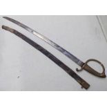 A CONTINENTAL INFANTRY SWORD WITH 63CM LONG SLIGHTLY CURVED BLADE, MARKING TO RICASSO,