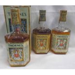 3 BOTTLES THORNES 10 YEAR OLD BLENDED WHISKY - 75CL, 43% VOLUME,