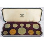 1953 ELIZABETH II PROOF 10 COIN SET, CROWN TO FARTHING IN ROYAL MINT,