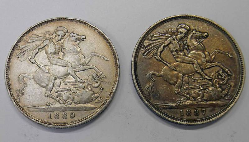 1887 AND 1889 VICTORIA CROWNS