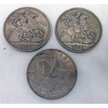 1891 & 1892 VICTORIA CROWNS TOGETHER WITH 1935 GEORGE V CROWN