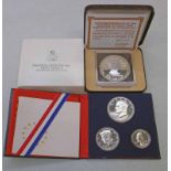 1976 UNITED STATE BICENTENNIAL SILVER 3 COIN PROOF SET AND 1978 BAHAMAS ANNIVERSARY PRINCE CHARLES