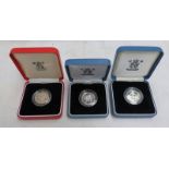 1986 UK SILVER PROOF PIEDFORT £1, 1995 UK SILVER PROOF £1 AND 1996 UK SILVER PROOF £1,
