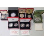TWO 1990 ROYAL MINT SILVER PROOF FIVE PENCE TWO COIN SETS, BOTH IN CASE OF ISSUE WITH C.O.