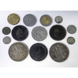 SELECTION OF COINAGE TO INCLUDE 1889 AND 1895 VICTORIA CROWNS,